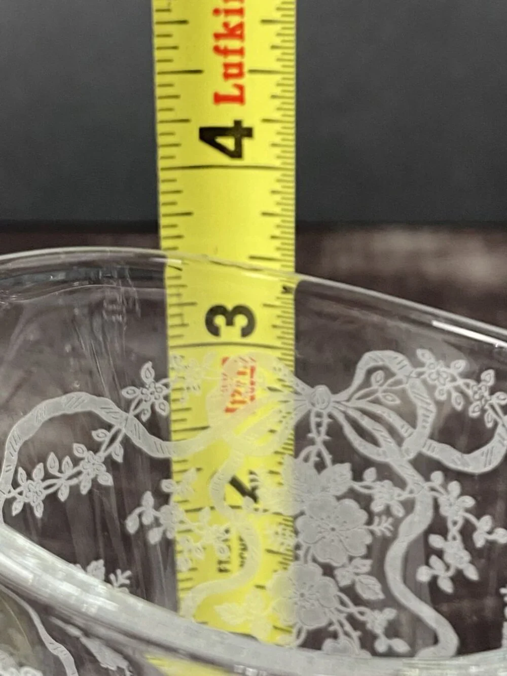 VTG 1940s Fostoria Romance Crystal Creamer Sugar Bowl Set Floral & Ribbon Etched - Picture 9 of 10